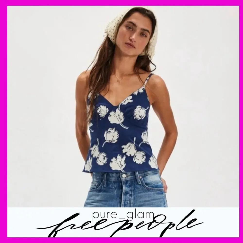 Free People floral top linen blend